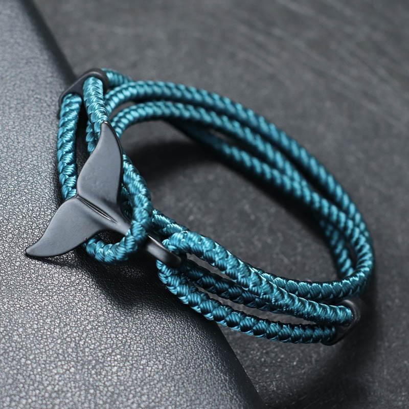 

New Novel Whale Tail Bracelet For Men Multilayer Adjustable Keel Rope Braclet Marine Animal Braslet Homme Gift For Him Pulseira павлин голубой
