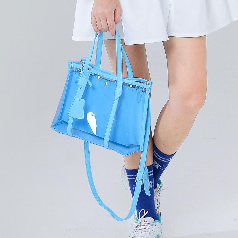 Transparente Tasche Damen Frühling und Sommer Große Kapazität Handtasche Sommer Strandtasche Bonbonfarbene Gelee-Tasche Schmerzbeutel