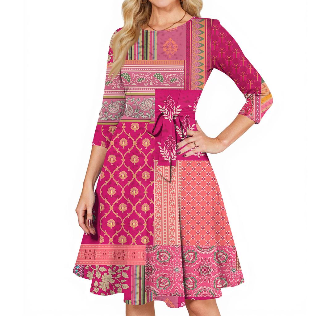 Damskie Sukienki Koktajlowe Rękaw 3/4 Sukienka Vintage dla Gościa Weselnego