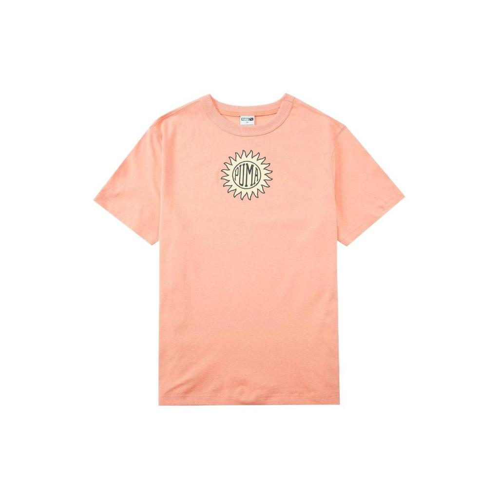 Puma T Shirts Men's Peach Pink Crew Neck Moderate Straight Fit 535400-28