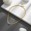 Titanium Steel Double Layer Gradient Heart Necklace with Inlaid Diamond – European and American Niche Sweet Cool Choker.