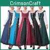 Elegant Renaissance Inspired Medieval Square Neck Dress Set For Women Perfect For Halloween