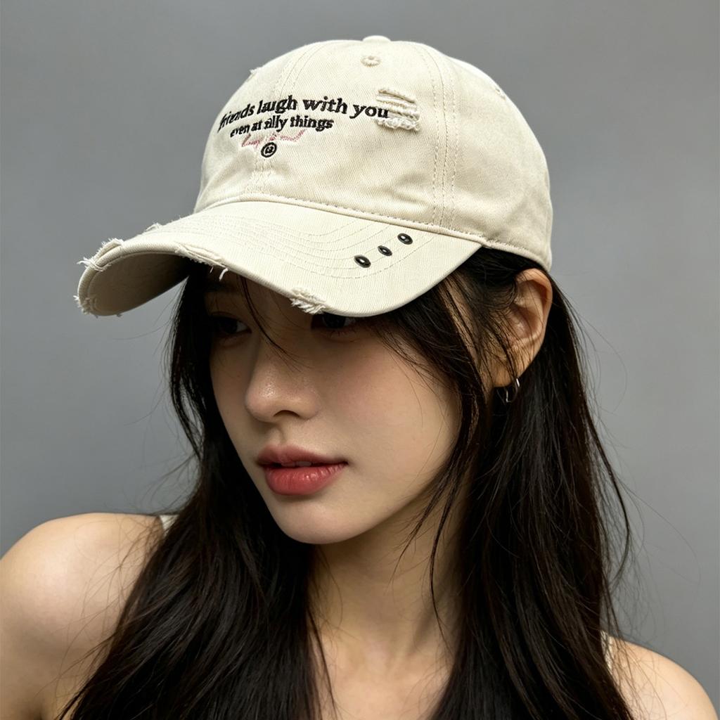 Spring And Autumn Street Rivet Embroidery Letter Baseball Cap Men'S And Women'S Sunshade Heavy Industry Wind Personality Cap