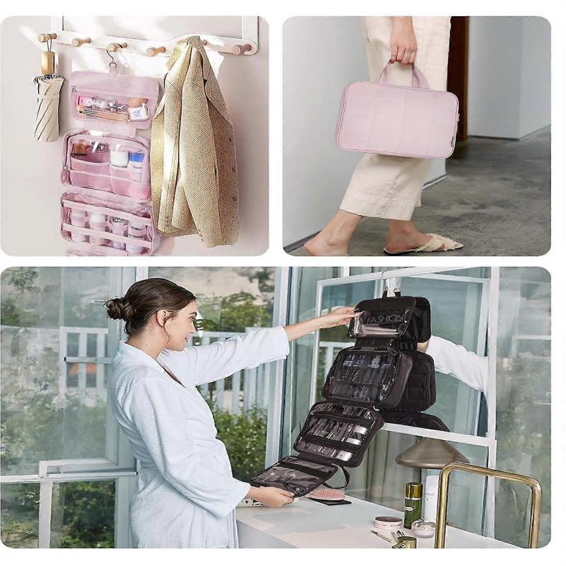 Travel Toiletry Bag with Jewelry Organizer, Hanging Travel Bag for Toiletries, Puffy Makeup Cosmetic Bag Organizer, Carry-on Travel Accessori