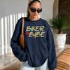 Biker Babe Rote Lippen Glitzer Buchstaben Grafik Sweatshirt Motorradliebhaber Langarm Pullover Vintage Unisex Lässiges Sweatshirt Top