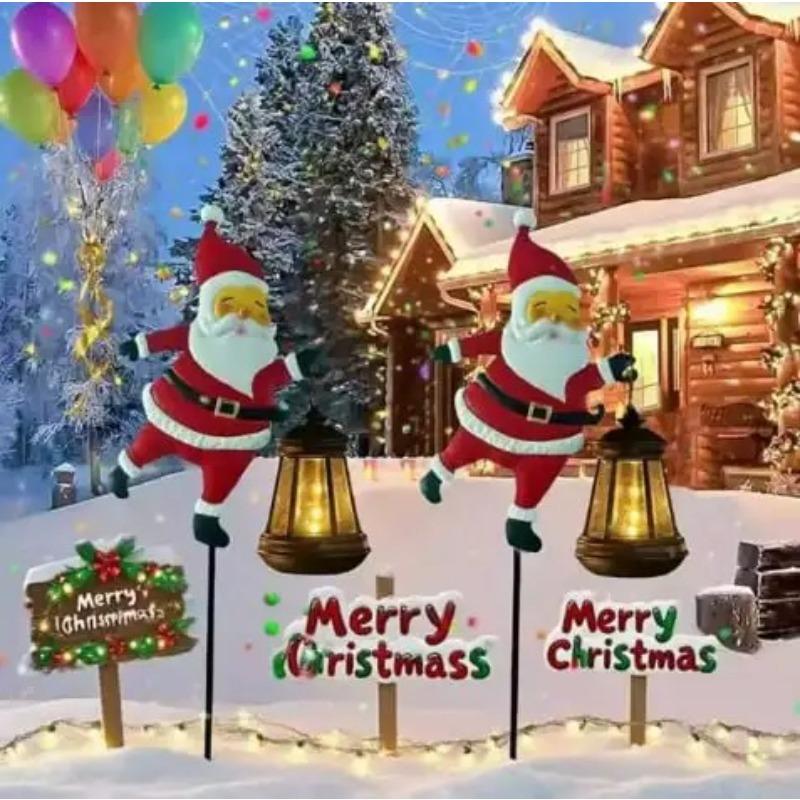 1pcs Christmas Solar Kettle Lights Garden Lawn Decorative Santa Claus Kettle Ground Lamp Solar LED Night Lights Outdoor Decor