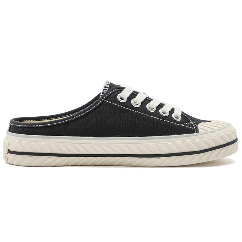 MLB Playball Mule Mules Slip Resistant, Abrasion Resistant, Lightweight Low Top Canvas Shoes Unisex Black Sneakers 3AMUUA11N-50BKS