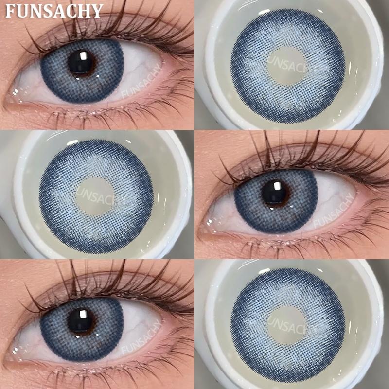 FUNSACHY 2PCS Contact Lenses Fashion Korean Brown Lenses for Eyes Grey Colored Contacts Cosmetics Blue Beauty Pupil Yearly Use