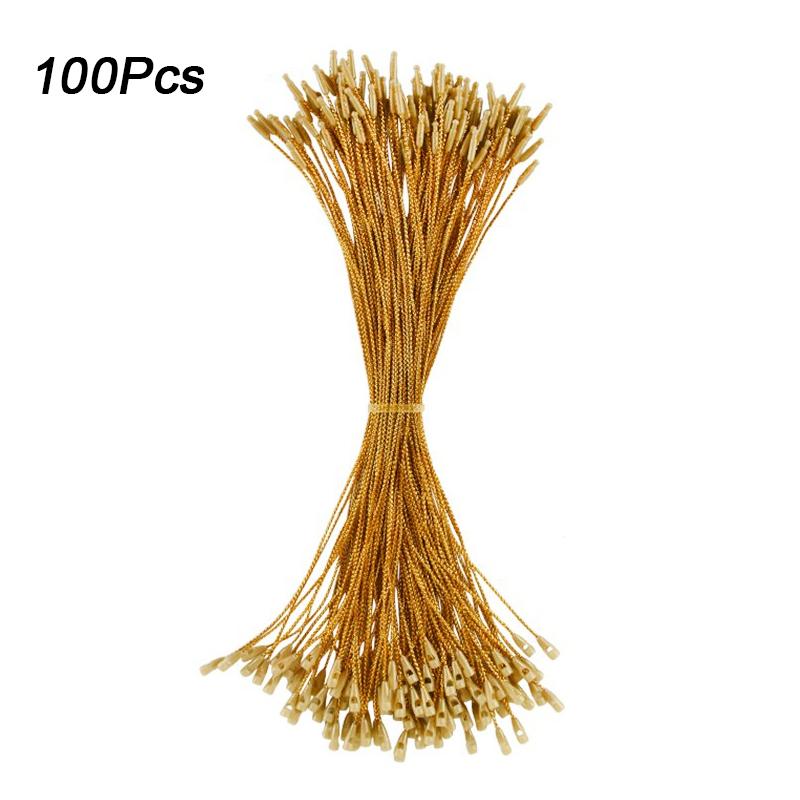 100PCS Gold Metallic Drawstring Ropes Sturdy Snap Closure Party Bullet Tip Festive Christmas DIY 20cm Xmas 20cm