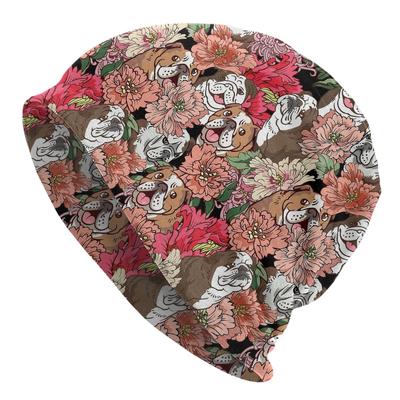 Skullies Caps Because English Bulldog Floral Blossom Merchandise Suprise Present Suit for All Season Hat
