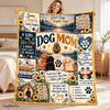 Dog Mom Blanket, Dog Lover Gift for Women, Girl and Her Dogs Fleece Throw, Paw Print Sunflower Blanket, Pet Mom Gift, Rescue Dog Gift