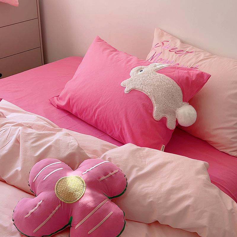 Pure Cotton Washed Cotton Embroidered Pure Cotton Four-piece Quilt Cover Sheet