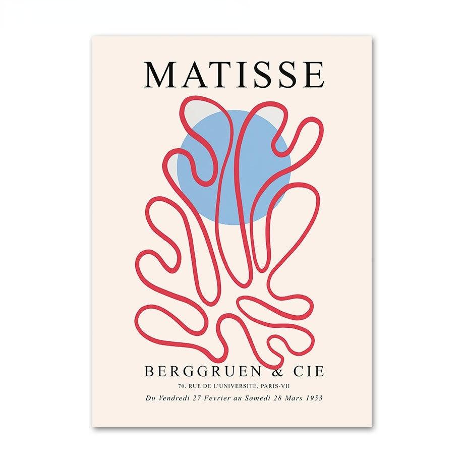 Abstract Matisse Coral Flower Dance Girl Line Wall Art Canvas Poster and Printmaking Living Room Decoration Wall Painting