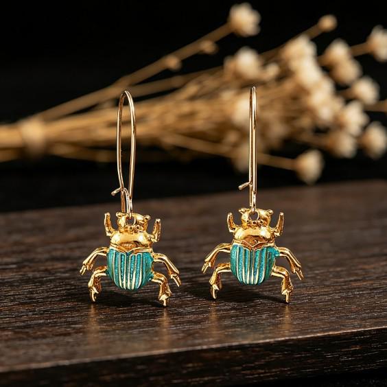 European Bohemian Retro Insect Two-Tone Dangle Alloy Earrings