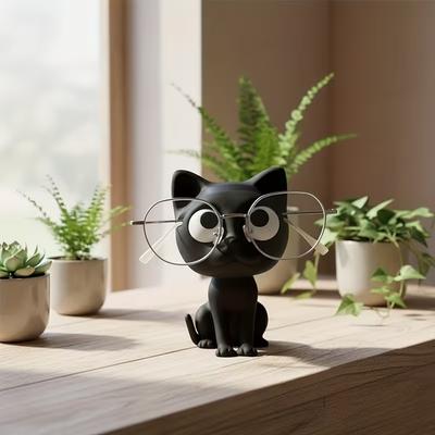 Schattige Zwarte Kat Brilhouders Hars Kat Bril Standaard Kawaii Bureau Decoratie voor Zonnebrillen Brillen Perfect Cadeau voor Kattenliefhebbers