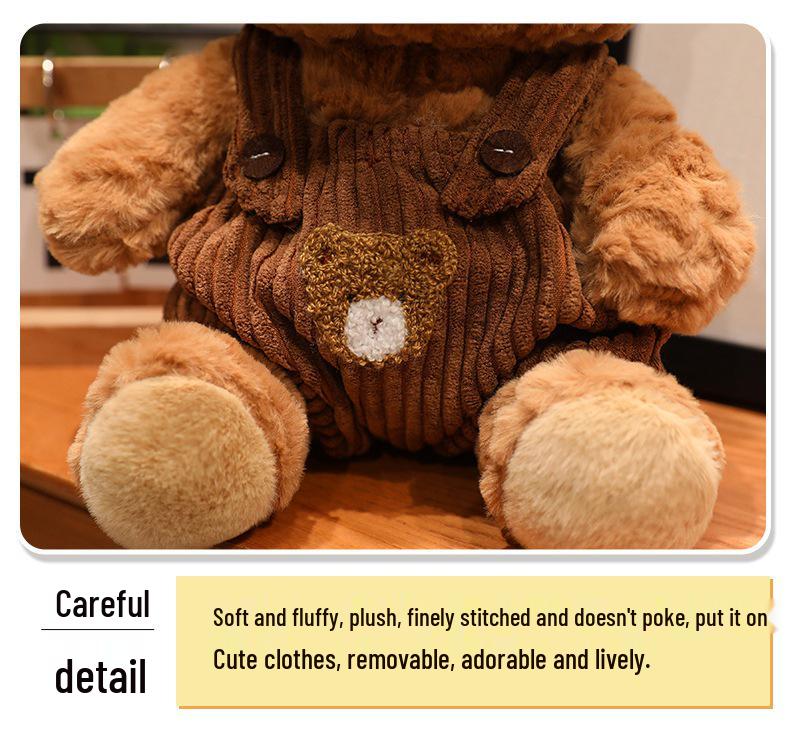 Cross-Border Teddy Bear Plush Overalls - Cute Little Bear Hug Pillow for Kids' Birthdays
