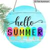2D Flat Summer Popsicle Aluminum Decorative Signs and Plaques in Various Sizes. "Hello Summer" Rainbow Popsicle Pattern Wall Decorations, Suitable