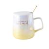 Pearl Glaze Ceramic Cup with Lid Spoon Couple Mug Pearl Fantasy Color Cup High Value High-quality Water Cup for Household Use