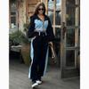 Herbst Damenmode Casual Denim Patchwork Kapuzenoberteil und Hose Anzug