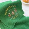 Wool college style retro embroidery high-end bear knitted scarf thickened student female winter warm scarf