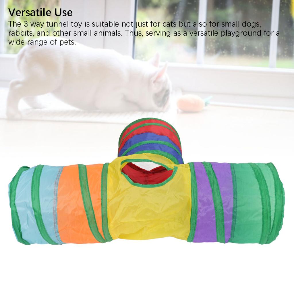 Kattunnel 3-vägs Vikbar Portabel Canvas Valp Kattunge Katt Tunnelrör Leksak för Inomhus Utomhus