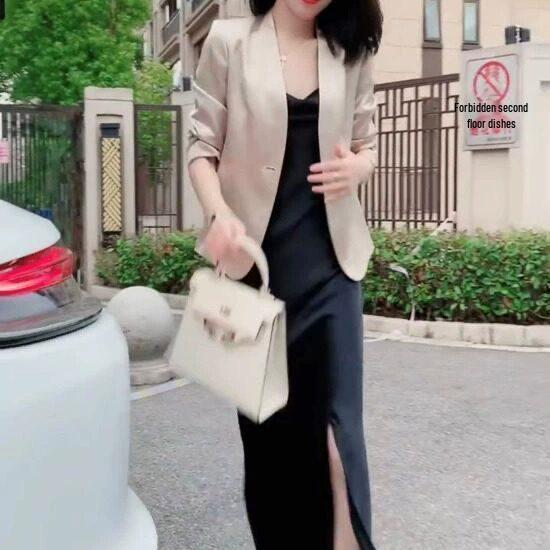 Italian Women's Suit Jacket and Camisole Dress Set - Spring Edition