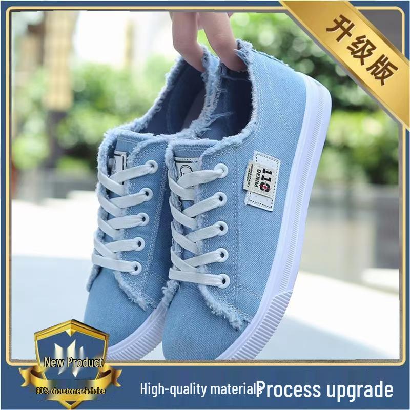 

2024 Women s Spring Casual Canvas Shoes - Versatile Low-Top, Flat Sole, Plus Size, White 36 синий