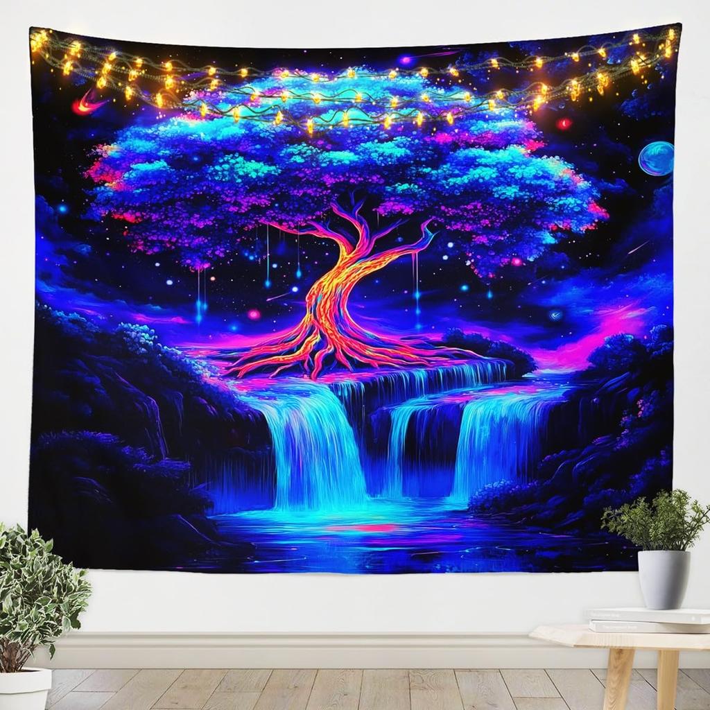 Chinese Dragon Tapestry, Black Dragon with Red Peony and Butterfly Print Wall Hanging for Bedroom, Living Room Decor