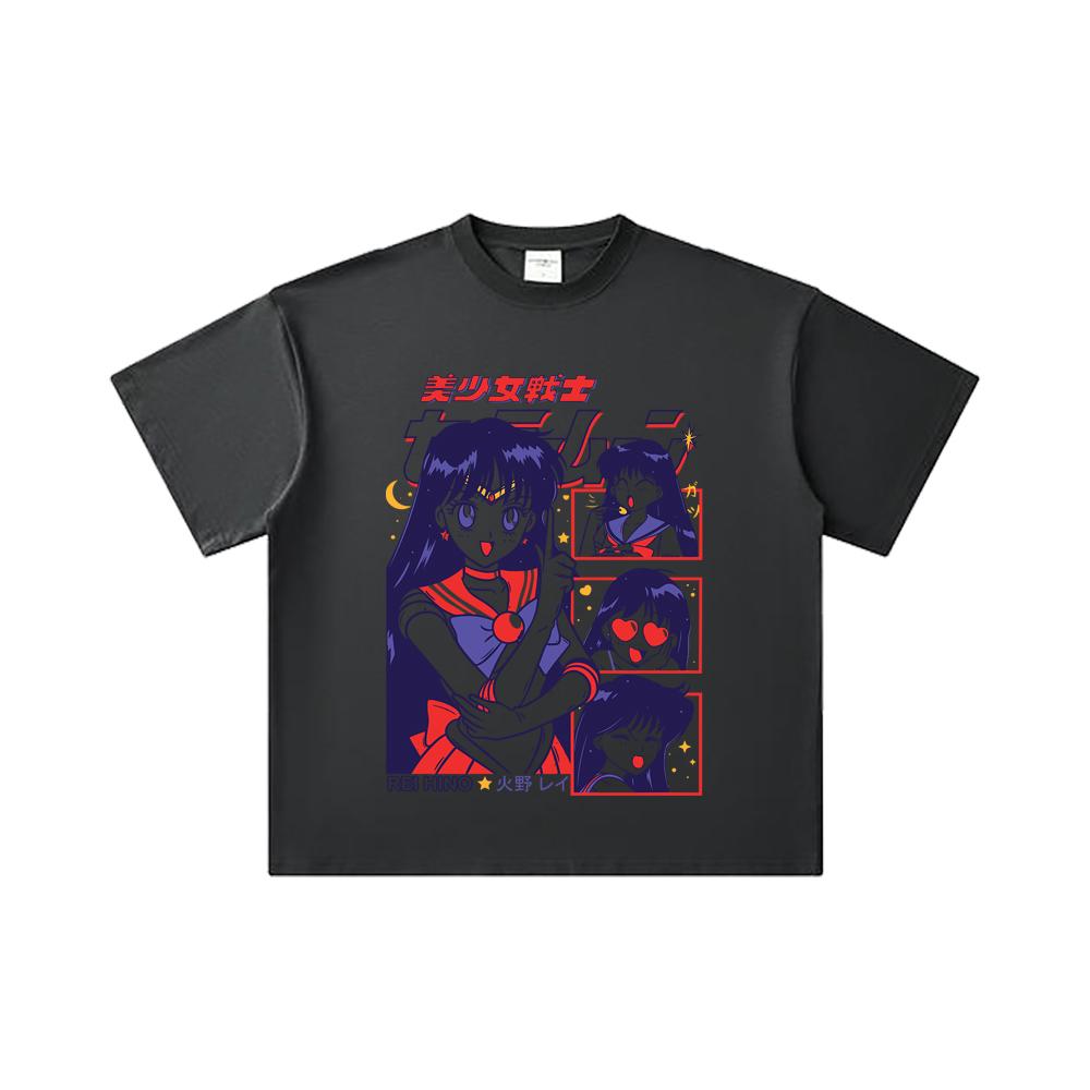 260 GSM Double Yarn 32 Count 100% Cotton Rei Hino Print Unisex Heavy Cotton T Shirt