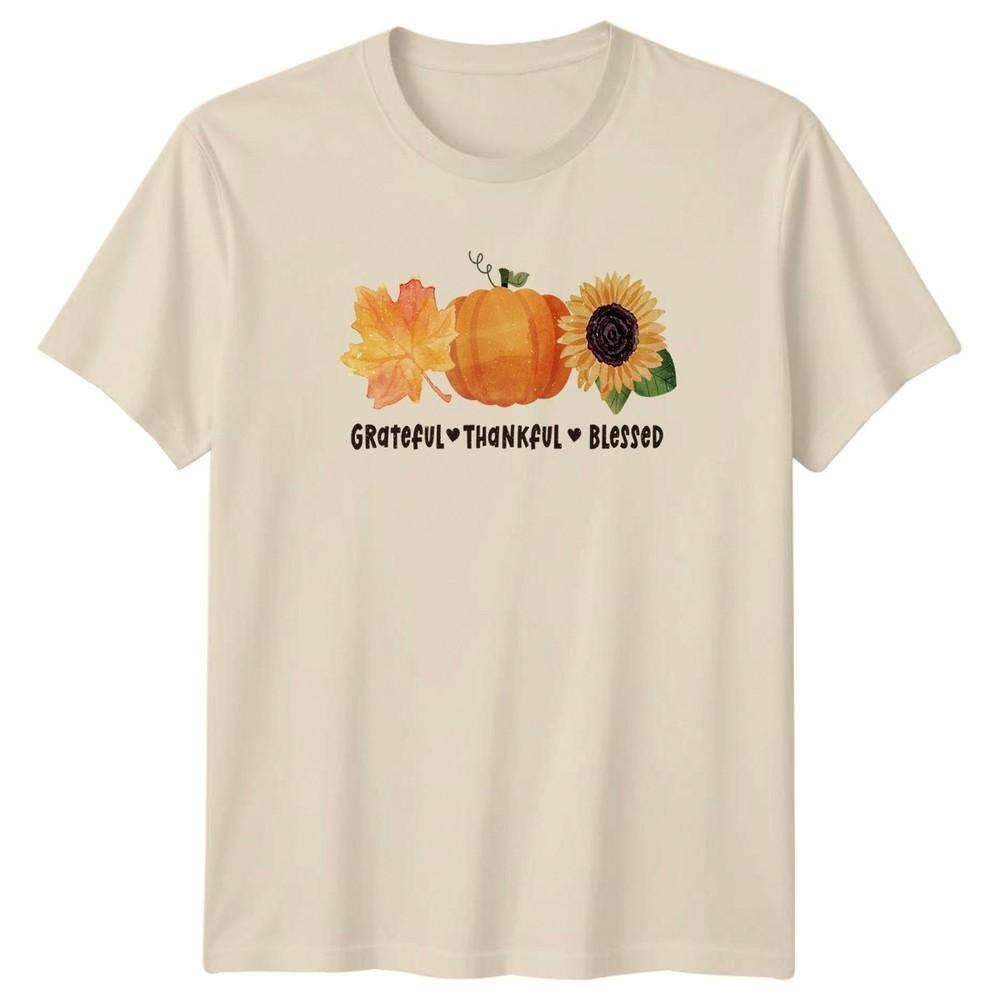 Grateful Thankful Blessed TShirt Fall Harvest Thanksgiving Gift For Him And Her