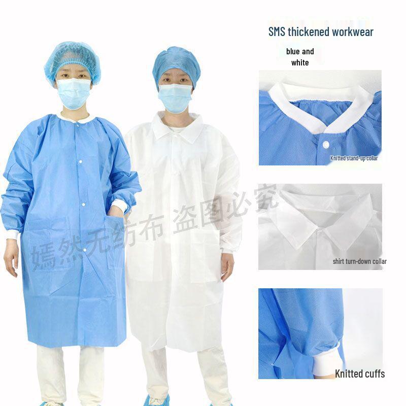 Thickened Disposable Work Suit Set: Dustproof and Isolation Gown with Lab Coat