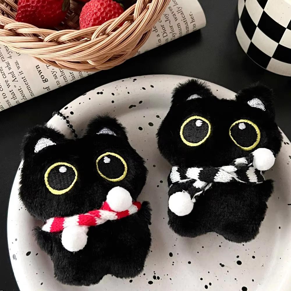 1/2 Pcs Cute Plush Little Black Cat Pendant Squeezing Pendant Backpack Keychain