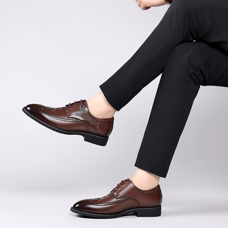 Lace-Up Male Comfortable Coiffeur Shoe Casual Leather Shoes Men for Men Pointed Toe Fashion Business Shoes 2024 New Club Shoes