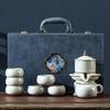 Beige Ru Kiln Kung Fu Tea Set Household Ceramic Automatic Set Office Visiting Tea Small Set Gift Box Printing