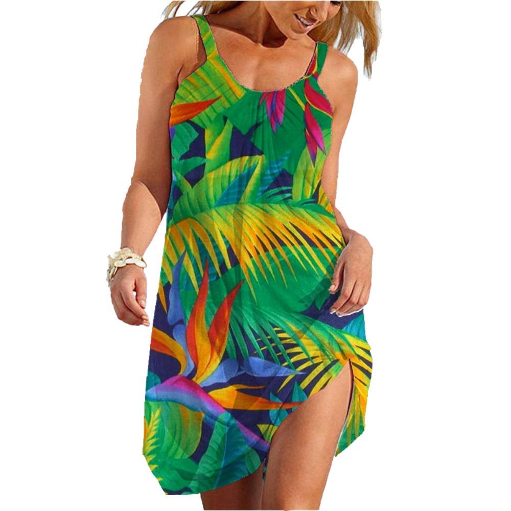 

Летнее новое пляжное платье с 3D-принтом, сексуальное повседневное свободное платье XL