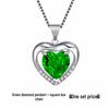 Korean Style Heart-Shaped Blue Crystal Necklace with Peach Heart Pendant