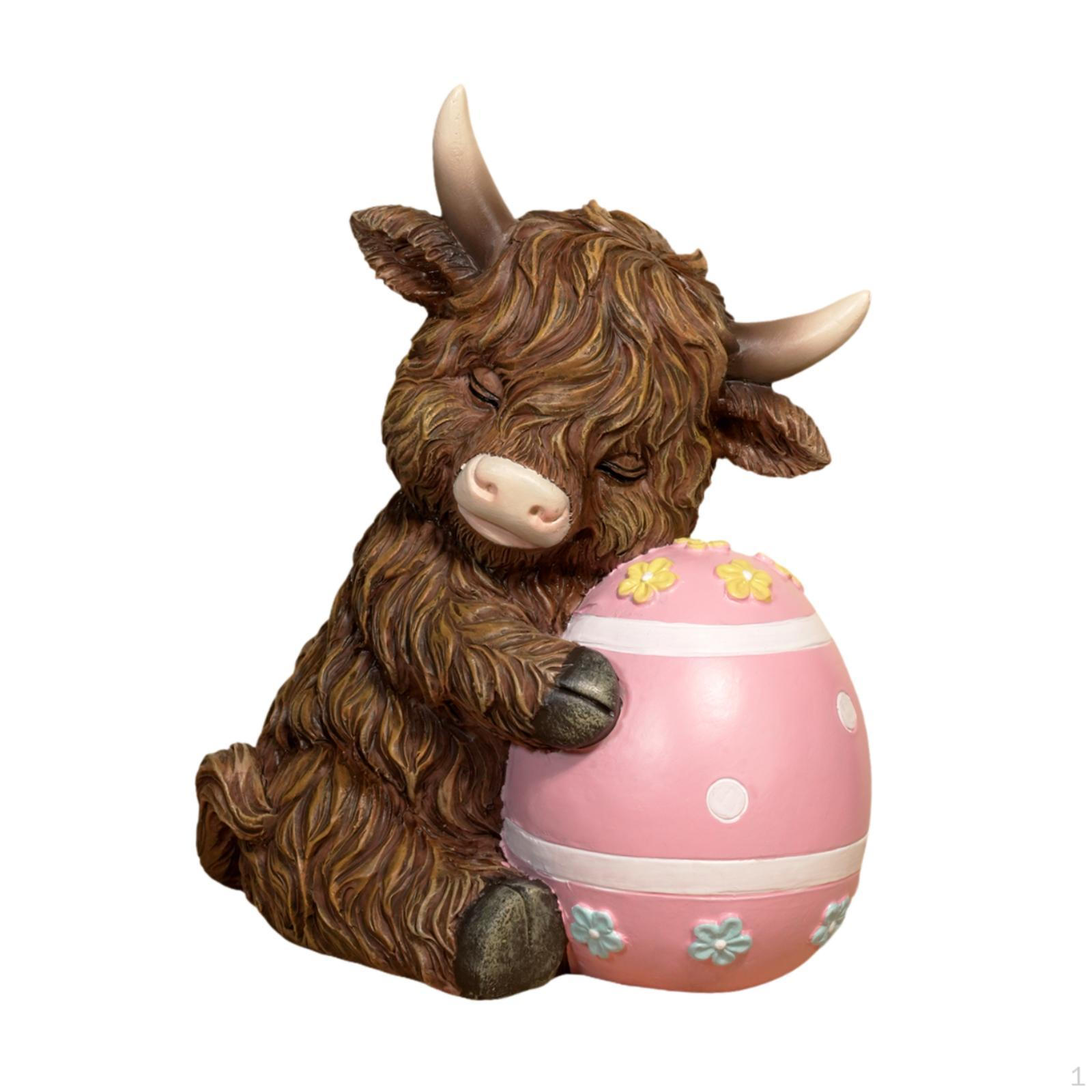

Easter Cow Figurine Desktop Ornament Home Decoration Party Supplies Statue Cute for Holiday