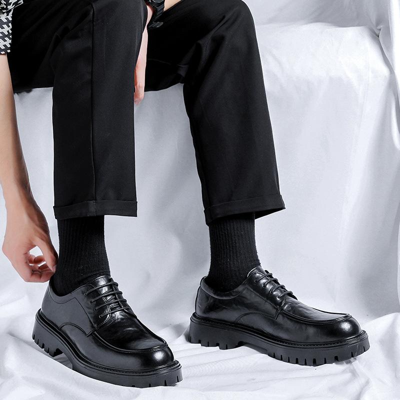 Leather shoes men's British style business and leisure new summer breathable heightening strap low top Martin boots 6408-R