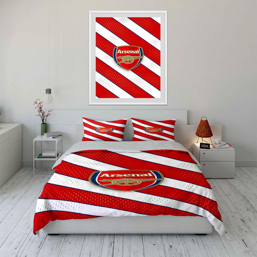 Rote Streifen, Arsenal-Logo. Bettwäsche-Sets Bettbezug-Sets Bettbezüge Kissenbezüge(1* Bettbezug 2* Kissenbezüge ohne Bettdecke)