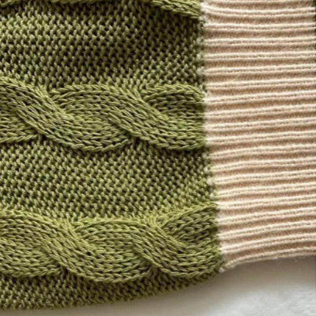 Women's Autumn And Winter V-neck Color Matching Loose Knitted Sweater Cardigan