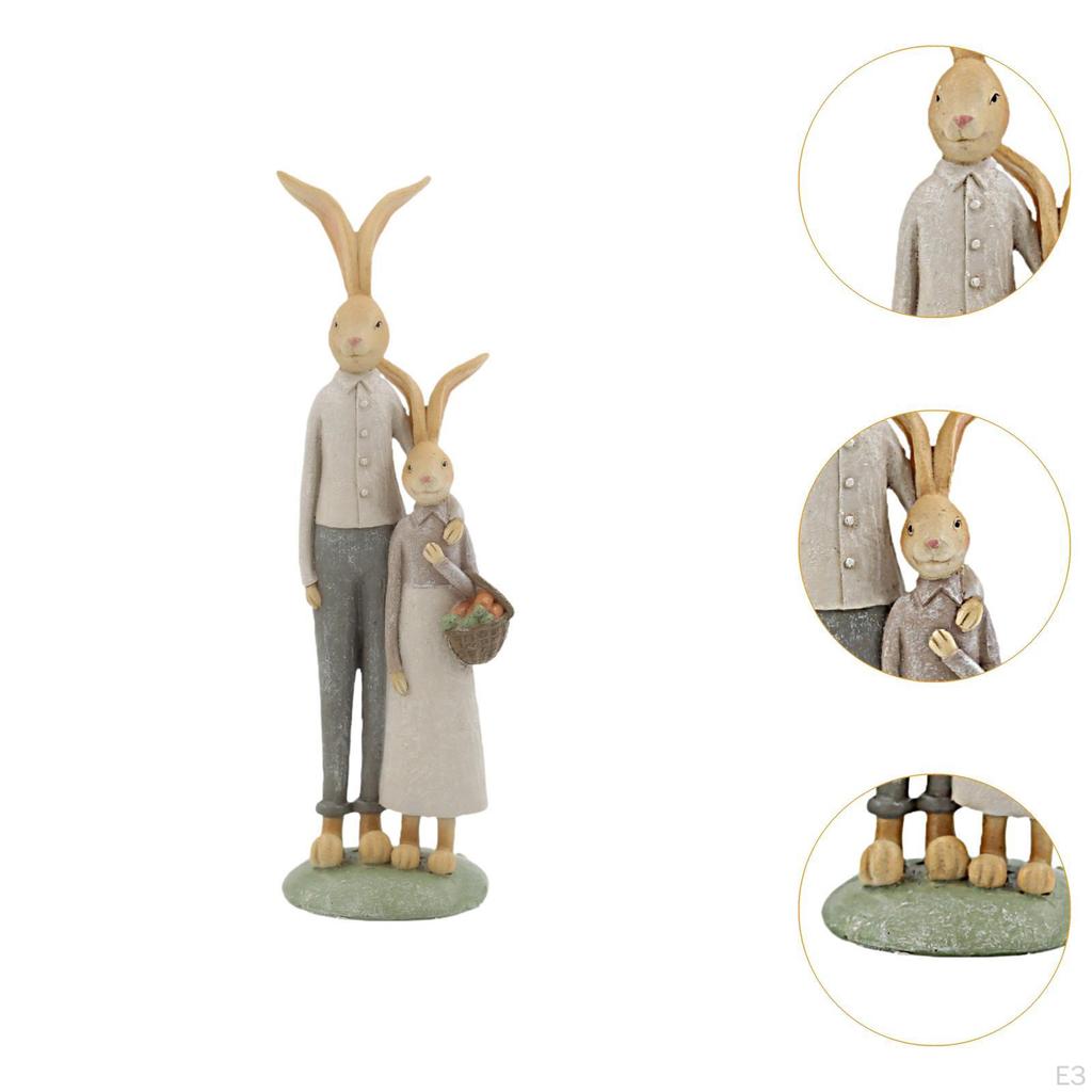 Bunny Family Resin Figure for Bonsai Shelf Decor