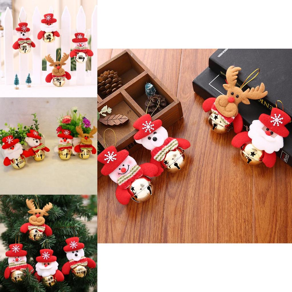 Urocze ozdoby choinkowe z motywami złotego dzwonka, Świętego Mikołaja, bałwana i renifera