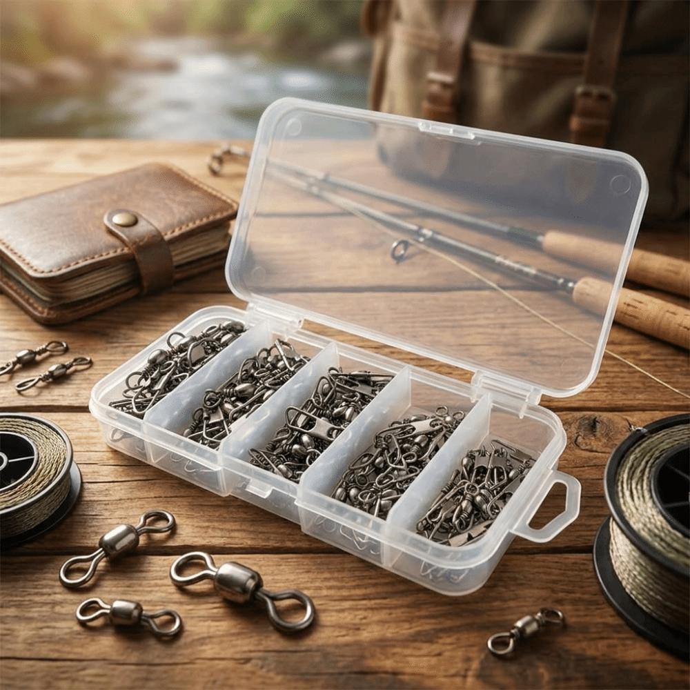 160PCS with Safety Snap Fishing Barrel Swivel Fishing Line Connector  Saltwater Fishing