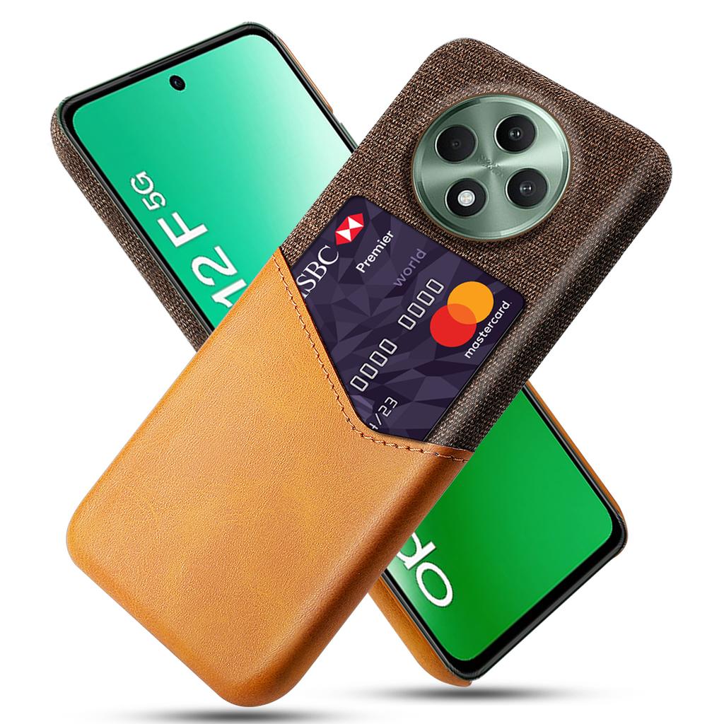 For Oppo Reno12 F 5G Case Cloth Texture PU Leather Hard PC Card Slot Phone Cover