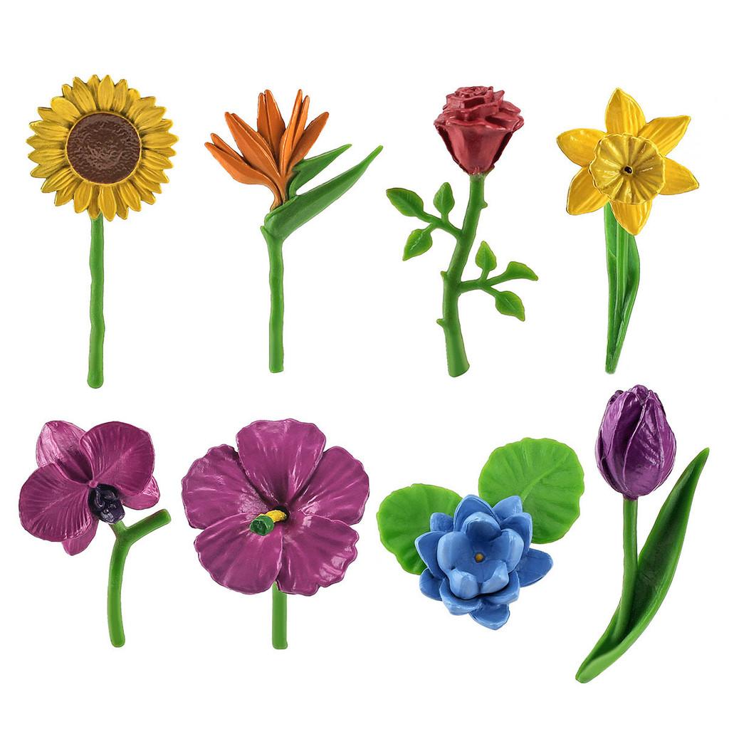Realistic Childrens Animal Model Scene Decoration Set With Vibrant Sunflowers Daffodils And Roses