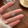 Y2K Crystal Zircon Heart Pendant Necklace Angel Wing Elegant Clavicle Chain