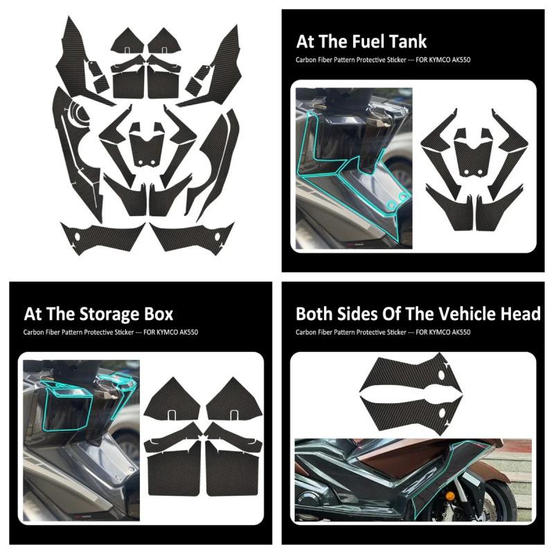For Kymco AK550 AK 550 NEW Motorcycle Body Anti Scratch Rubber Carbon Fiber Pattern Decorative Protective Decal Sticker Pad