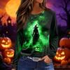 Women's Long Sleeve Neck Halloween Print Top for Festive Occasions