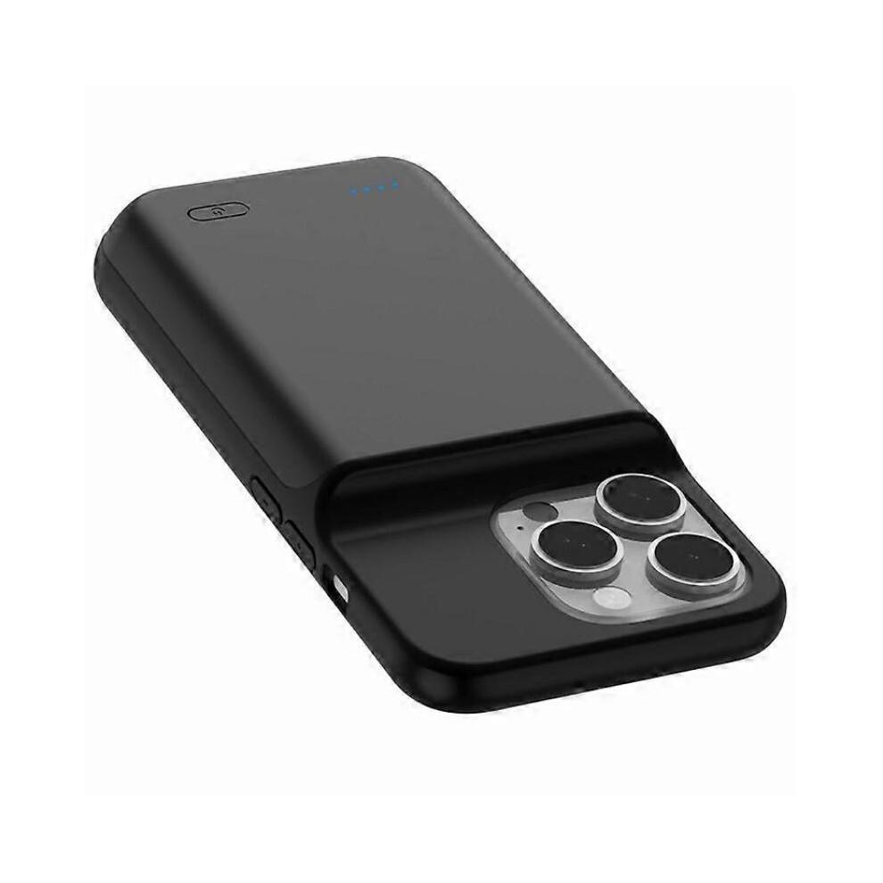 (Schwarz) Kompatibel für iPhone 16 Pro Lade-Rückseite 7000mAh Powerbank Telefon-Backup-Akku-Pack