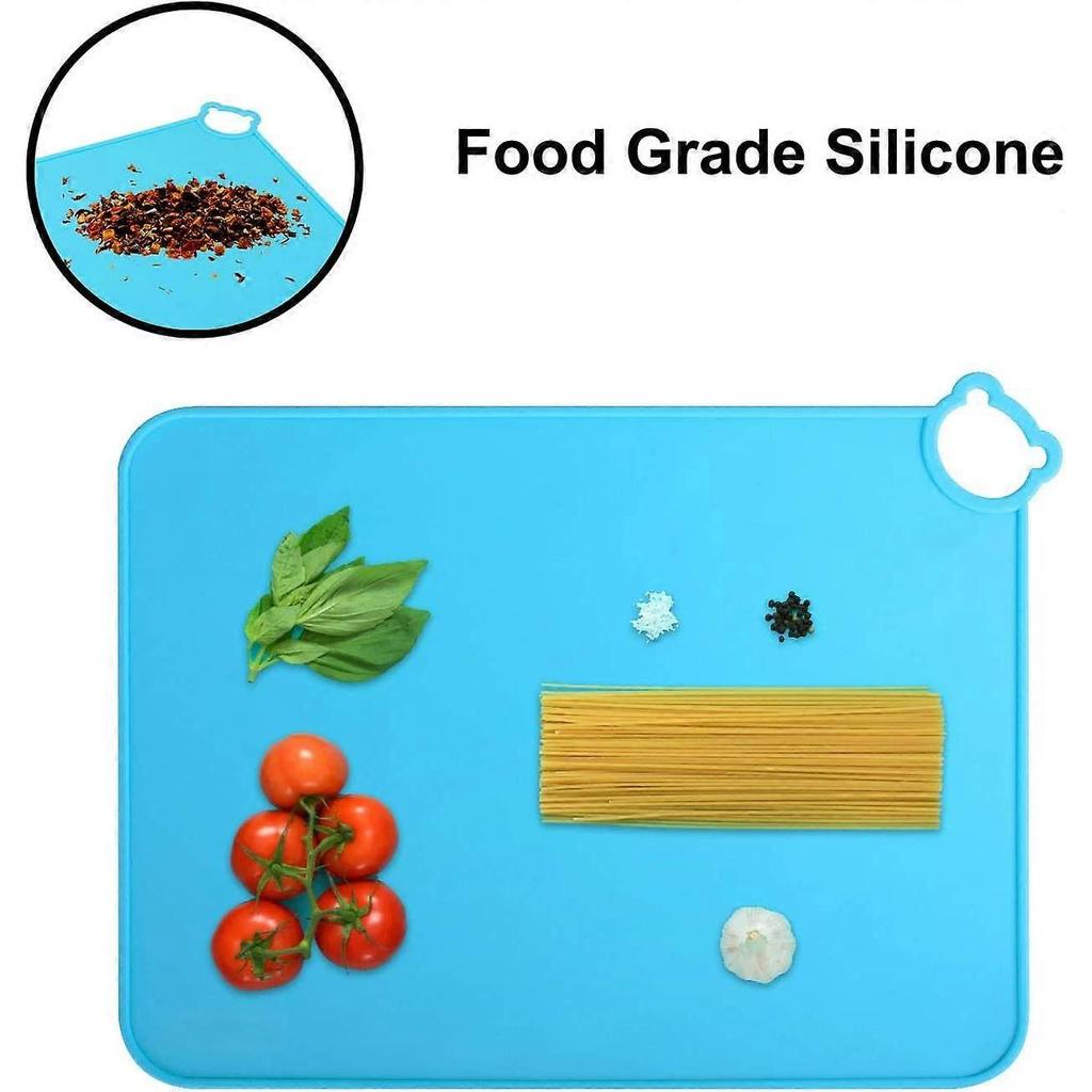 Kids Silicone Placemats, Dishwasher Safe Desk Mat, Toddler Portable Food Mat Travel Set of 2 (Grey